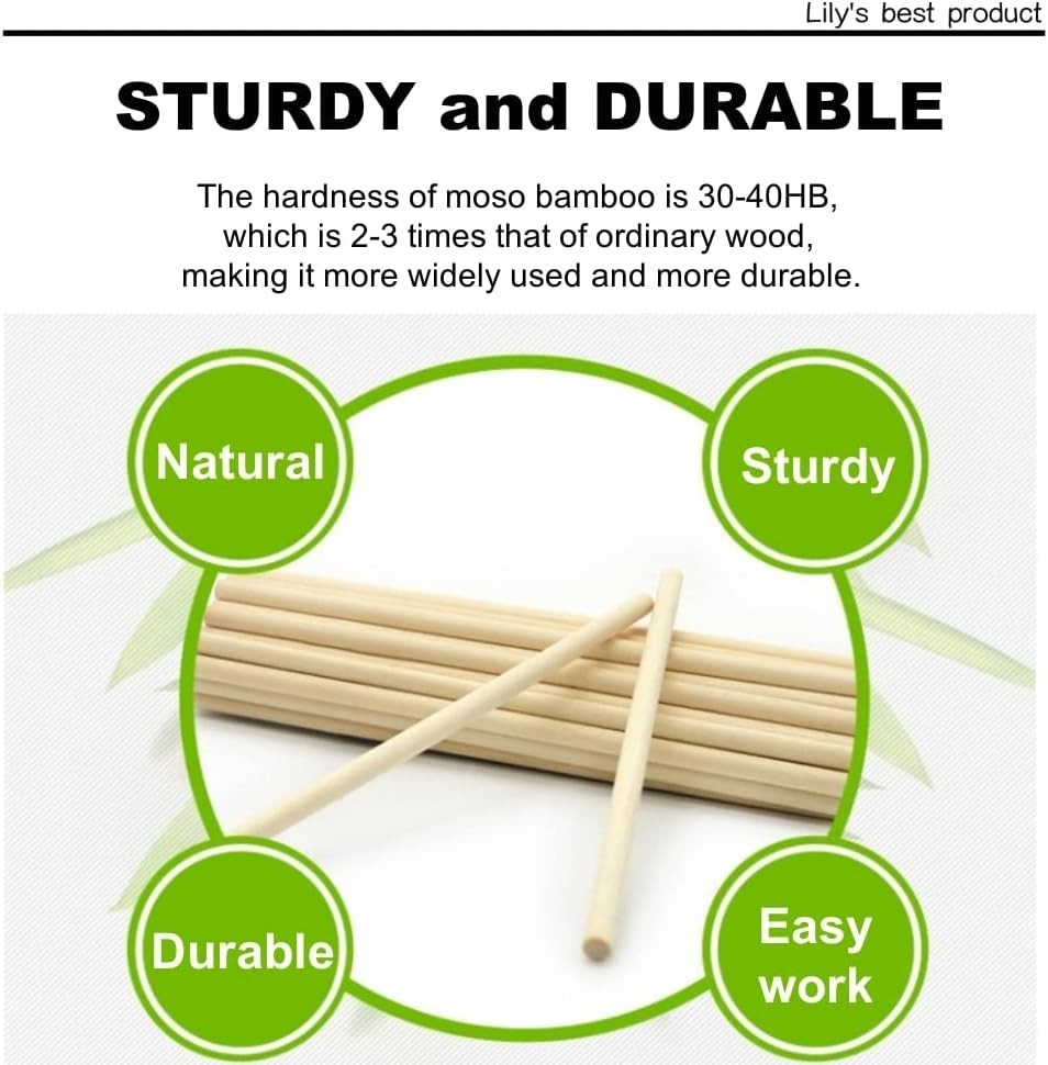 Durable 50PCS Bamboo Doweling Rods - Perfect for Crafts and DIY Projects