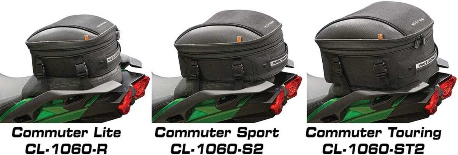 Black Commuter Sport Motorcycle Tail Bag – Waterproof with Reflective Accents