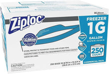 Load image into Gallery viewer, 250-Pack Double-Zipper 1-Gallon Freezer Bags - Leak-Proof &amp; Clear with Labels