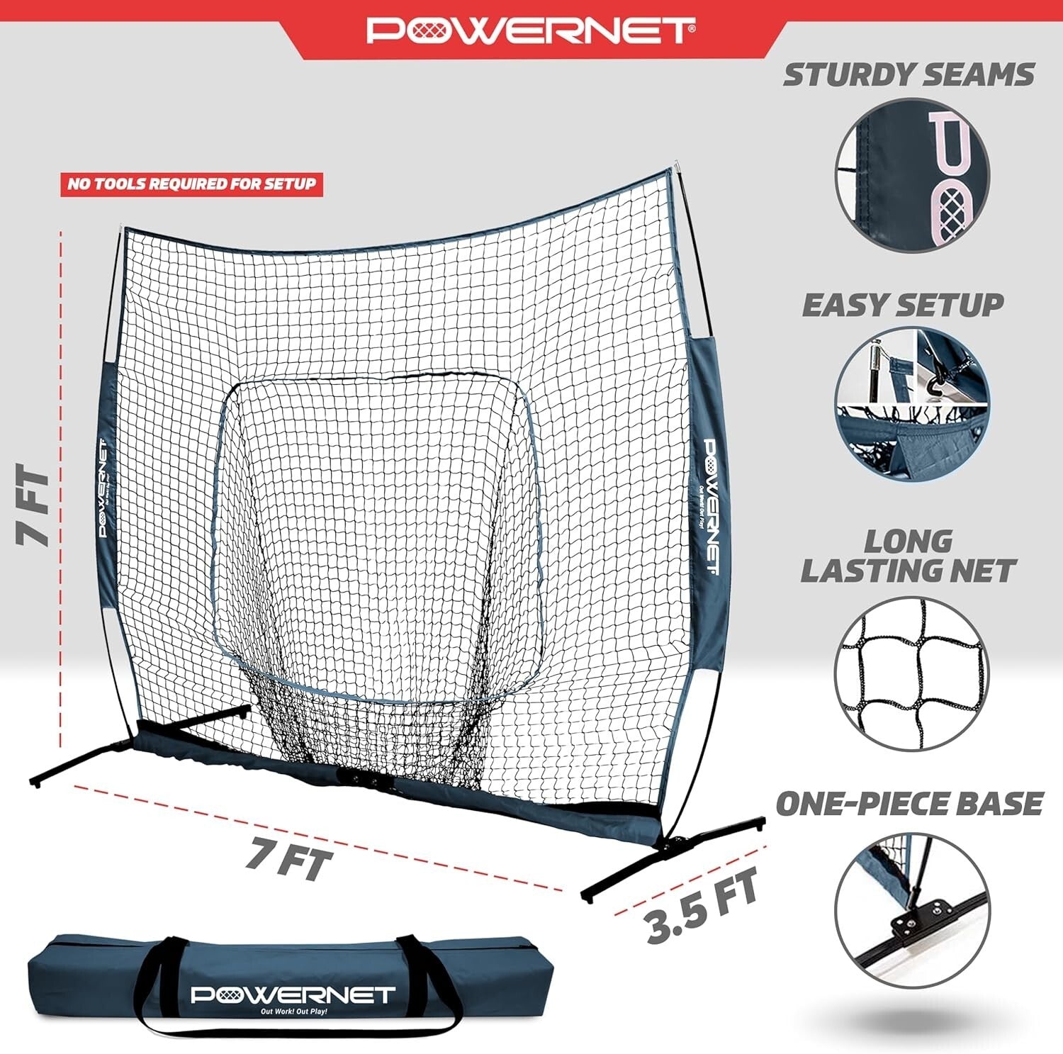 Professional-Grade 7x7 Baseball & Softball Net - Collapsible & Stable Design