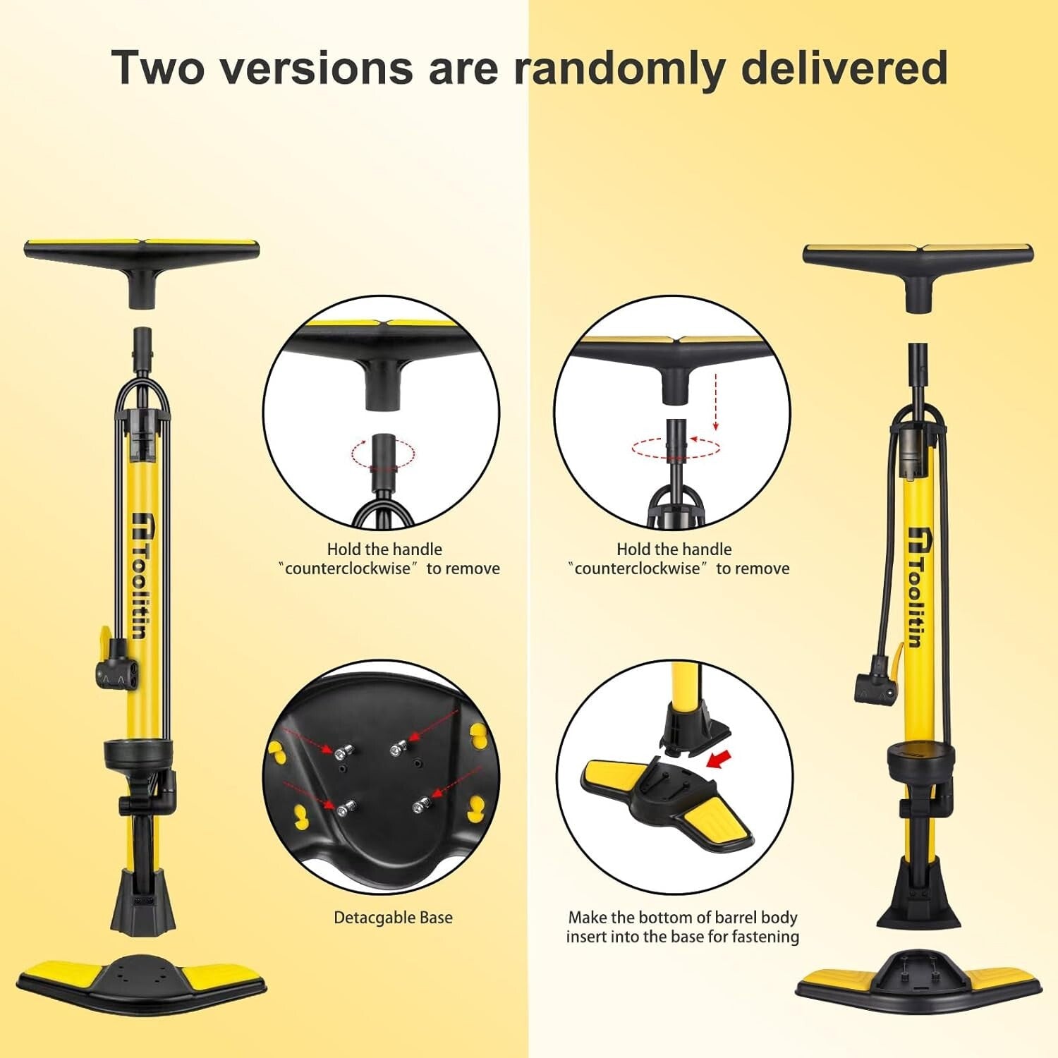 Ergonomic Floor Bicycle Pump with Accurate Gauge for Presta & Schrader Valves