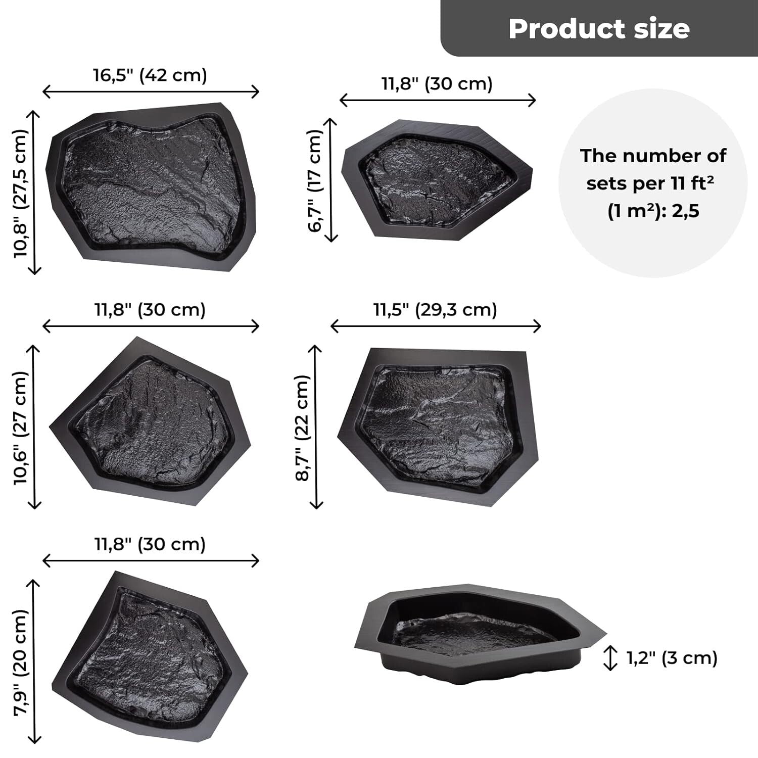 6 Pack Reusable Concrete Molds for Stunning Flagstone Pathway Designs