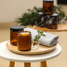 Load image into Gallery viewer, 24-Pack Amber Glass Jars with Airtight Black Lids - Perfect for Candle Making