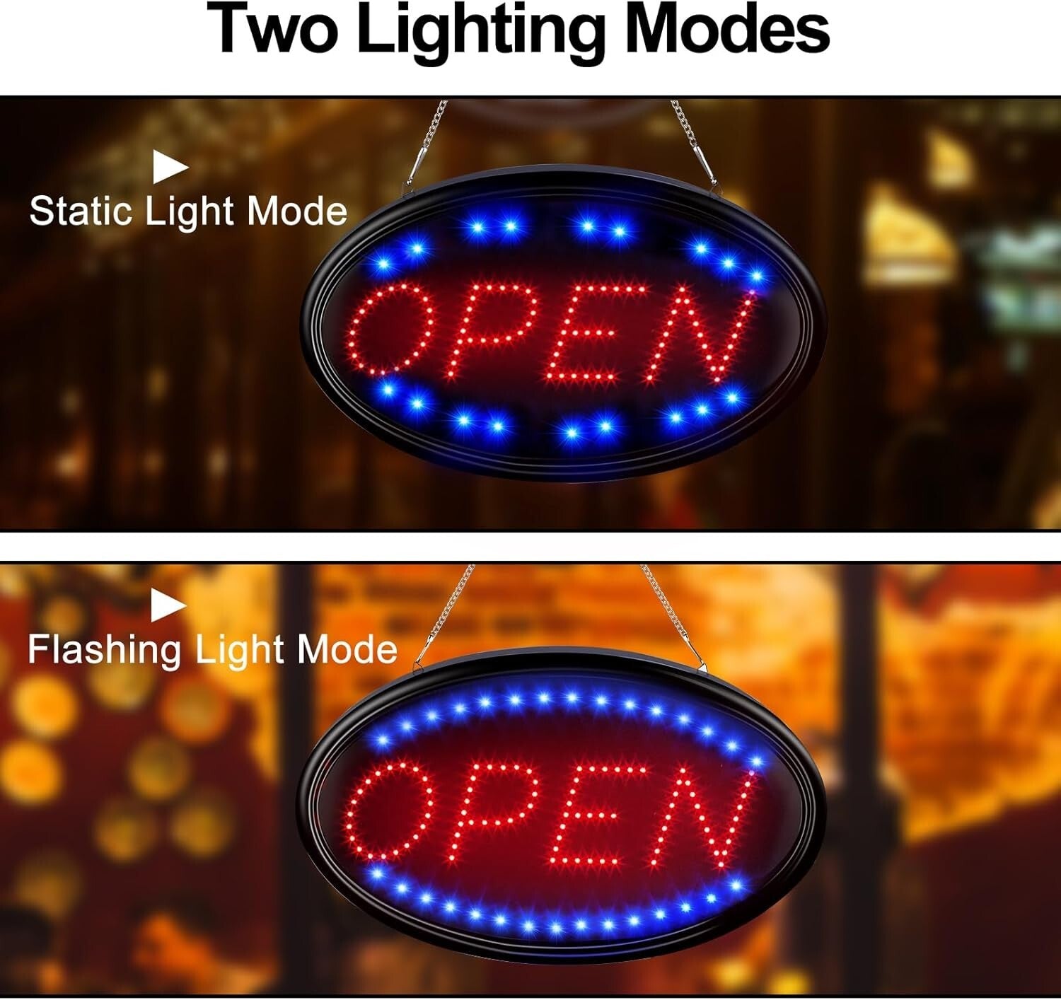 Energy-Efficient 23x14 Remote-Controlled Open Sign with Flashing Option