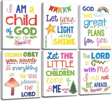 Load image into Gallery viewer, Set of 6 Framed Bible Verse Wall Decor - Inspirational Kids Room Art 8X10