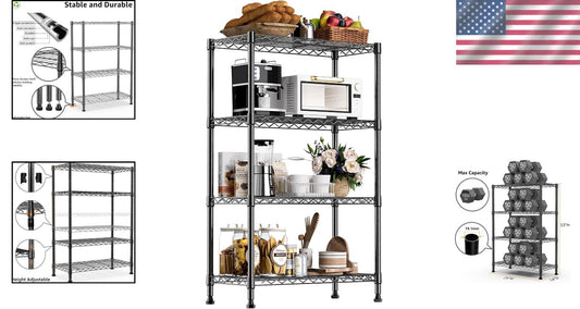 Durable 4-Tier Utility Shelving Unit with 1000 lbs Capacity for Home & Office