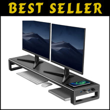 Load image into Gallery viewer, High-Quality Dual Monitor Riser with Fast Wireless Charging &amp; 4 USB Ports