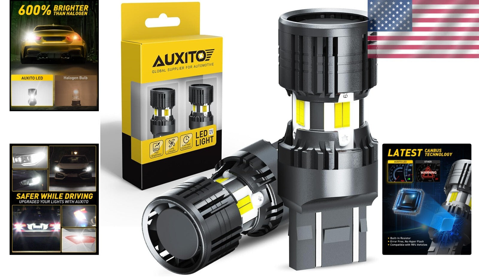 Ultra Bright 7440 LED White Bulbs - Ideal for Reverse, Signal & Parking Lights