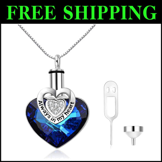 Forever in My Heart: Crystal Urn Necklace with Ash Storage - Elegant Keepsake