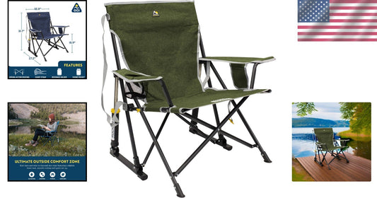 Loden Green Kickback Rocker Camping Chair - Portable Folding & Comfortable
