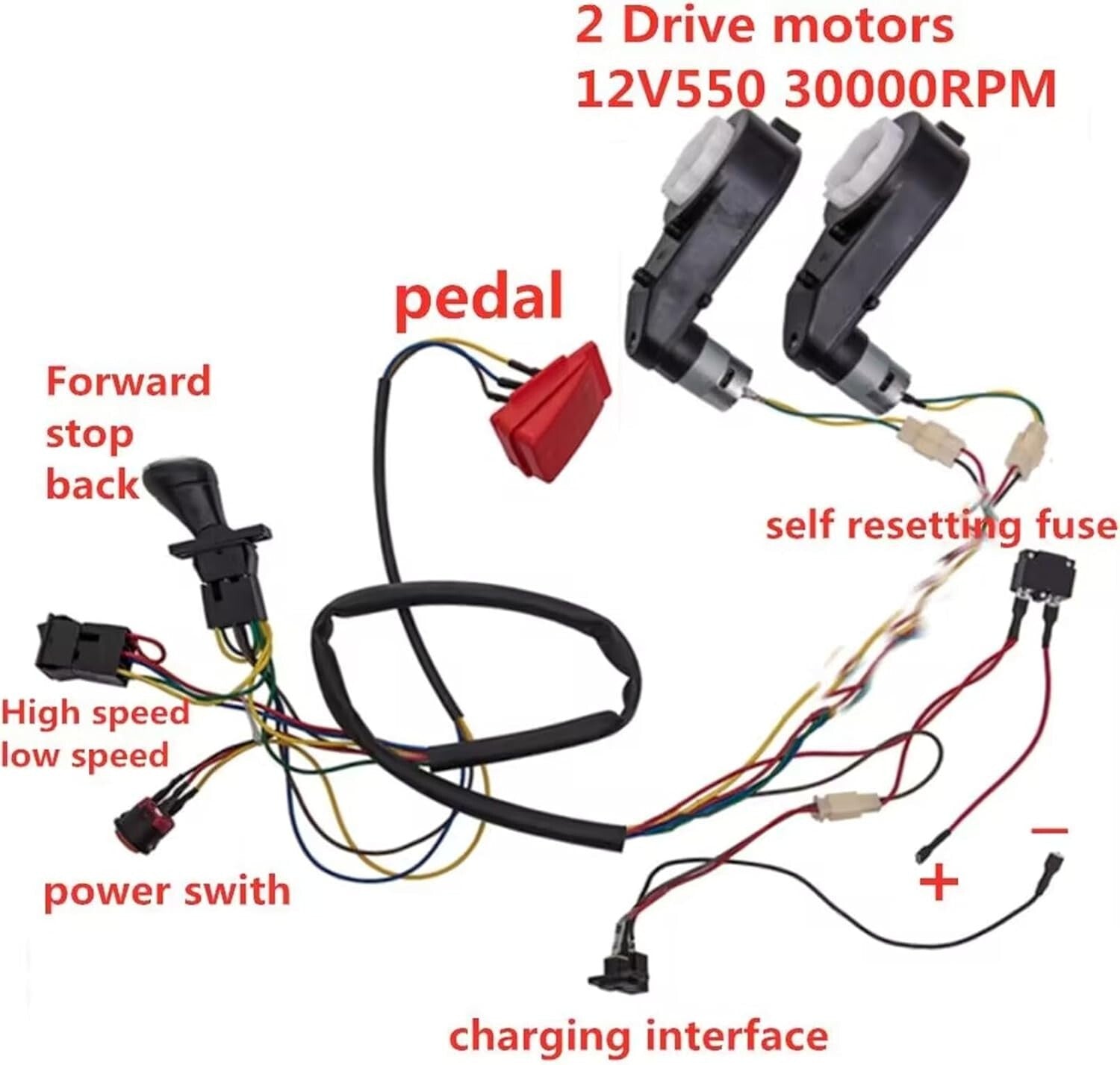 Children's DIY Electric Car Gearbox and Wiring Kit - Fun Modification Parts