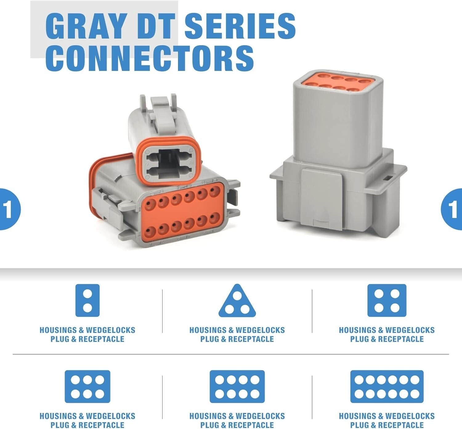 Deutsch DT Connector Kit - Waterproof 2-12 Pin Way, 519-Piece Set for Automotive