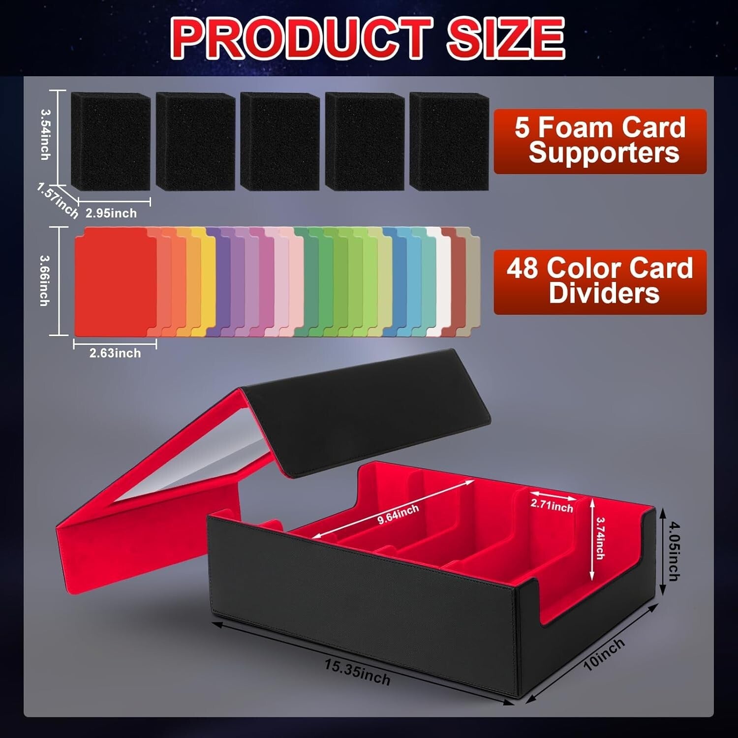 Elegant 3900+ Card Storage Box with 48 Dividers, Magnetic Closure & Foam Support