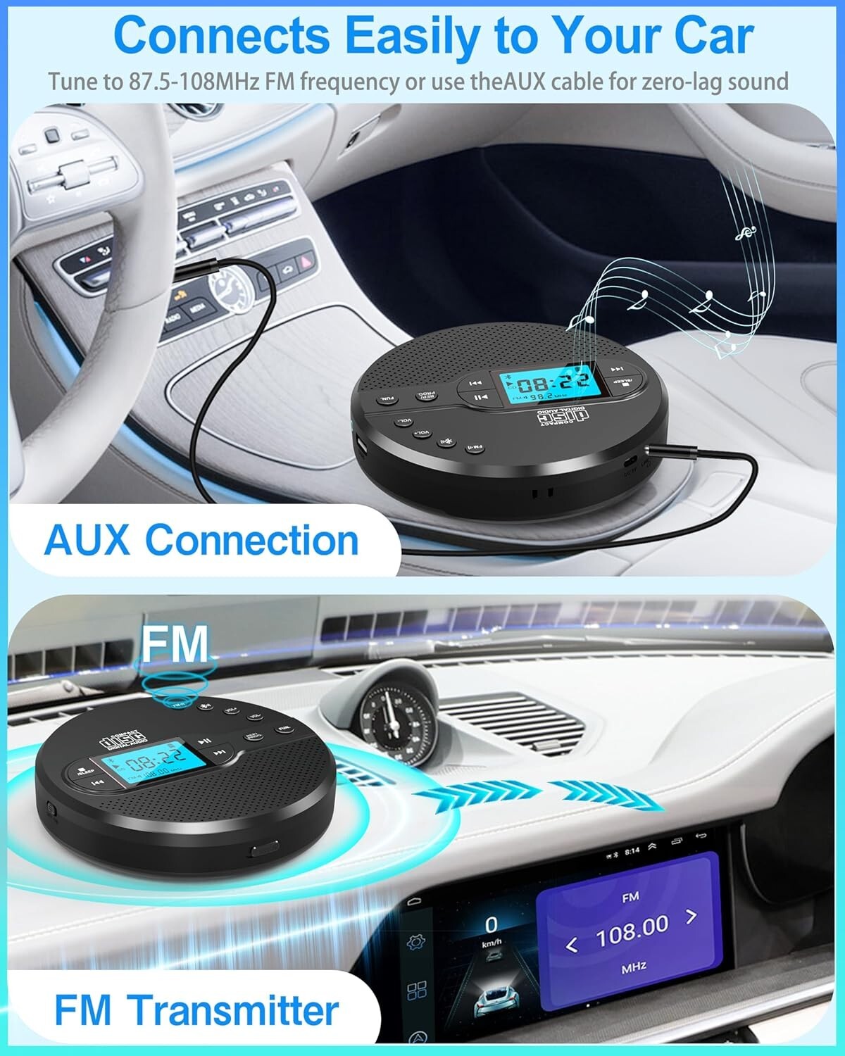 Dual Stereo Speaker CD Player with LCD Display - Perfect for Travel & Home