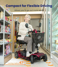 Load image into Gallery viewer, Ruby Red Electric Mobility Scooter - Foldable, Adjustable &amp; Safe for Easy Travel