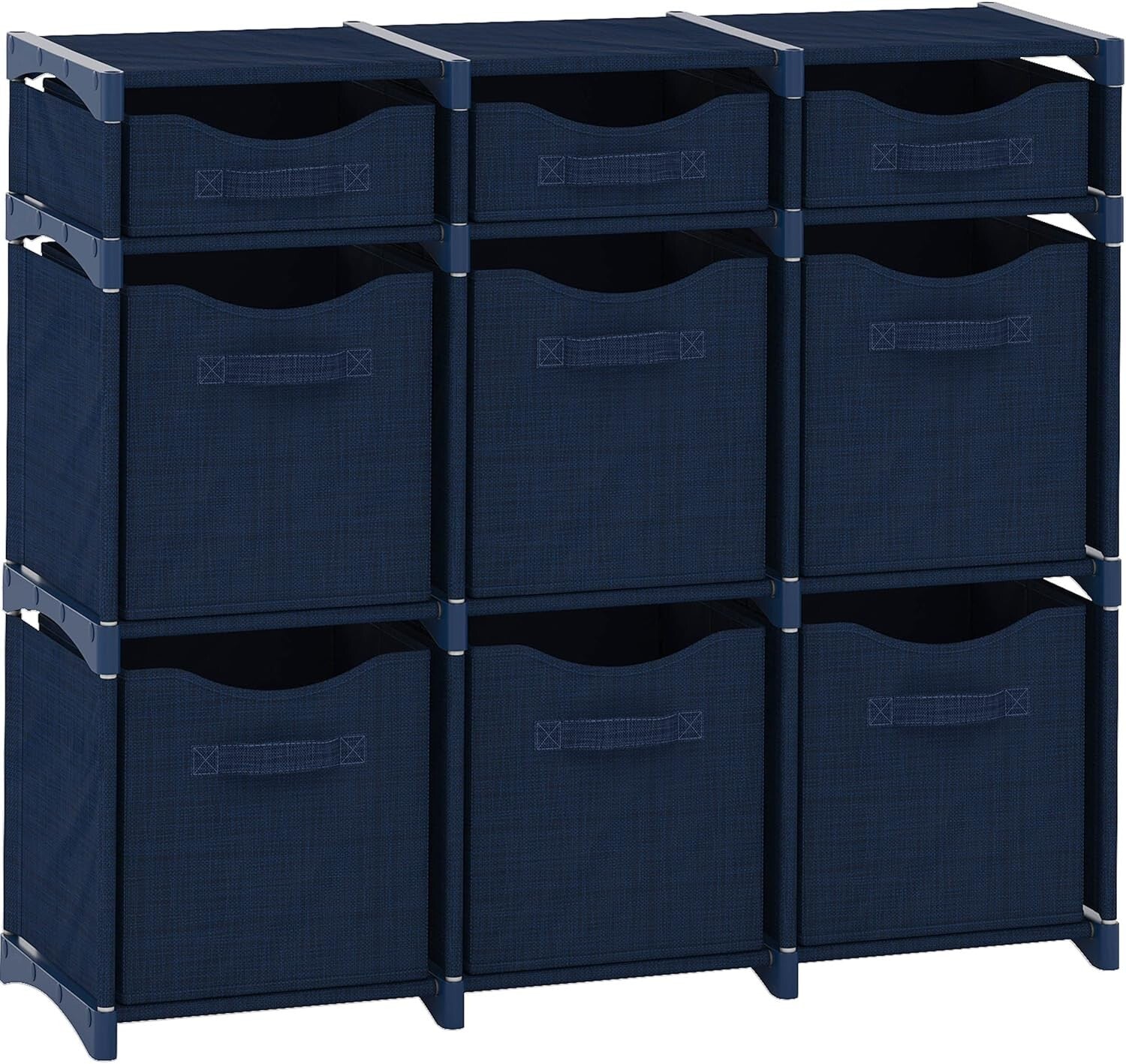 9 Cube Navy Organizer with Foldable Bins - Effortless Style for Kids' Rooms