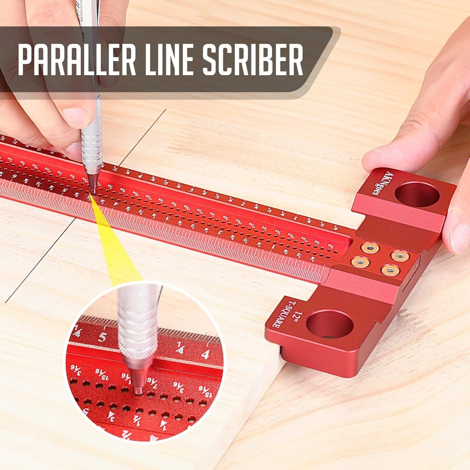 High-Quality 24in Woodworking T-Square Ruler with Clear Scales for Accuracy