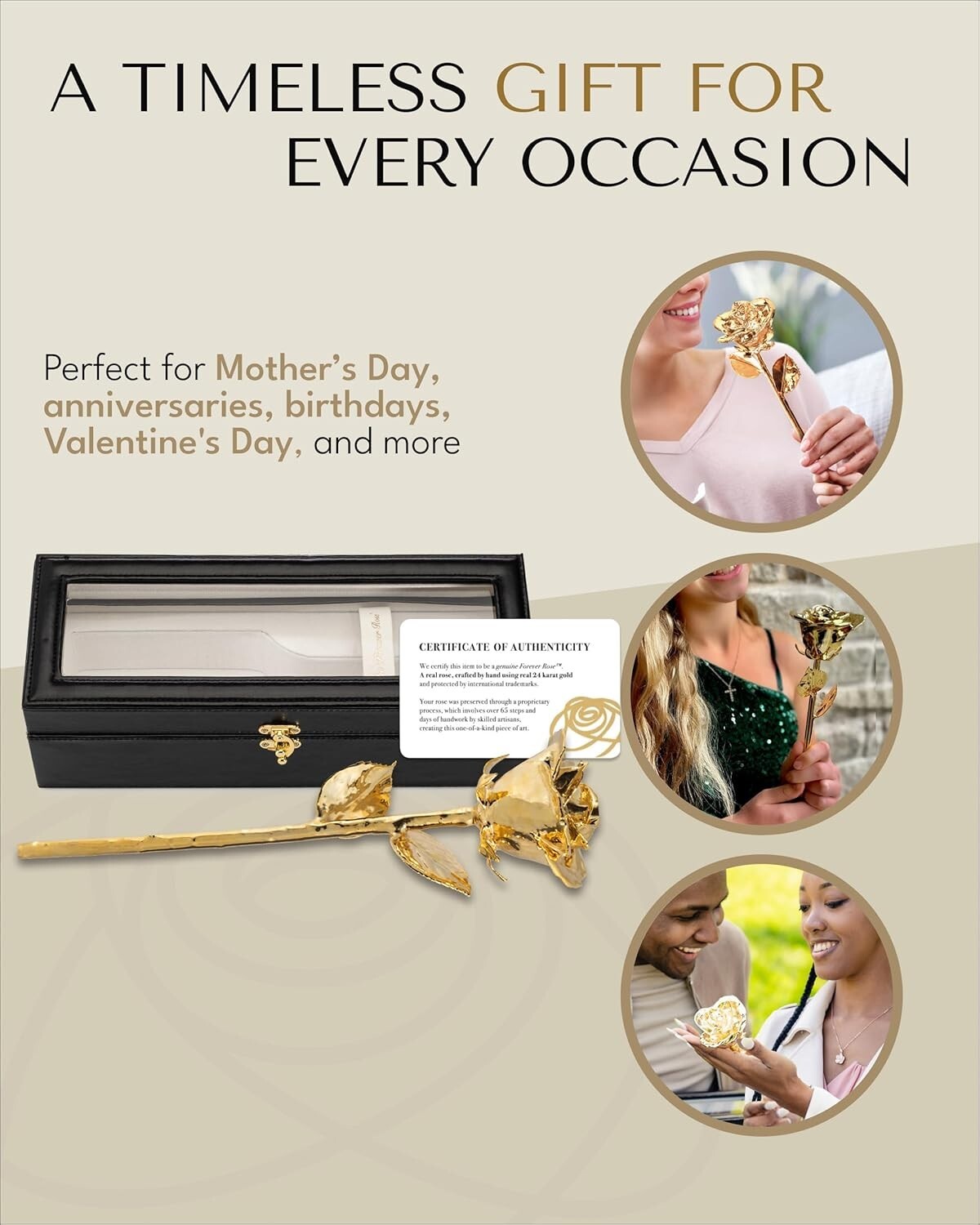 Elegant Leather Case with 24K Gold Dipped Real Rose - Perfect Keepsake Gift