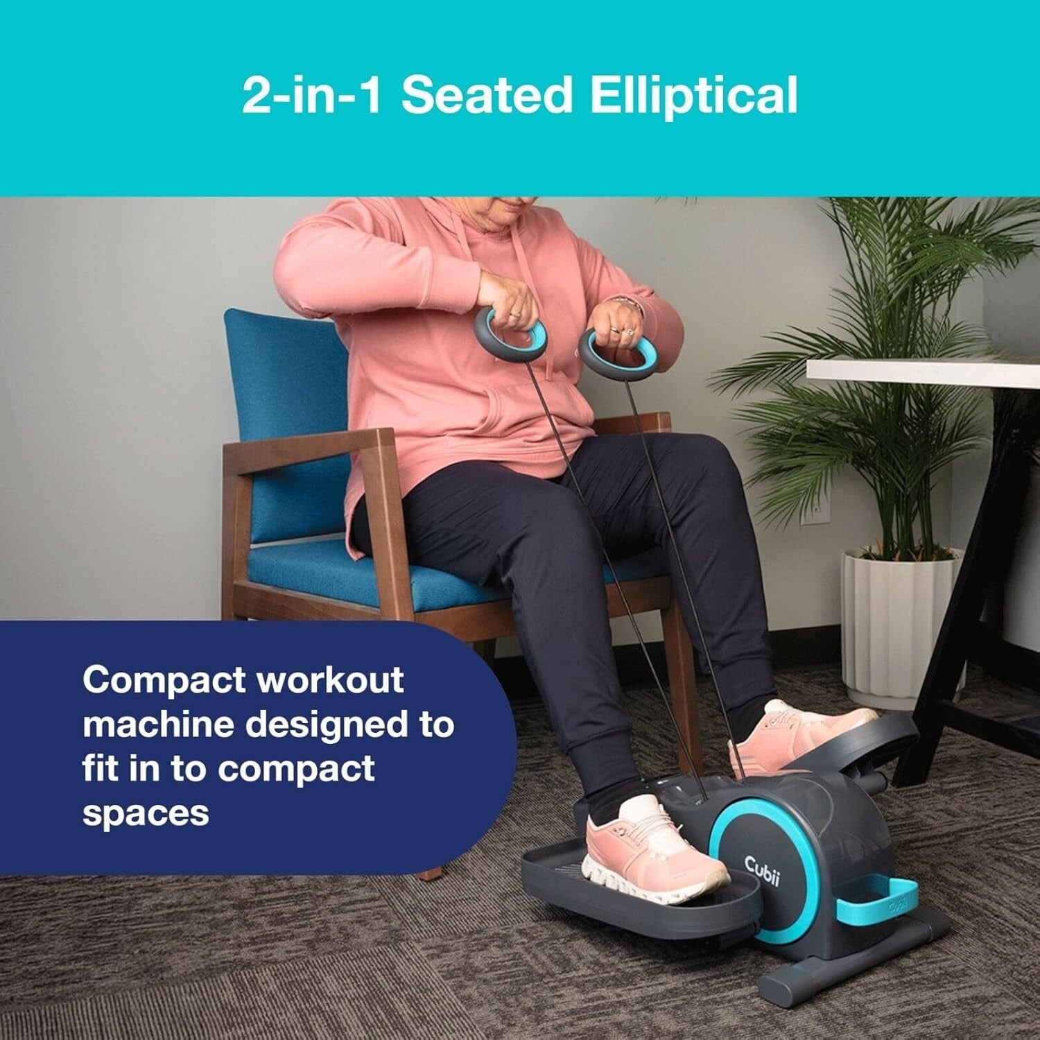 Whisper-Quiet Compact Elliptical with Upper Body Resistance - Ideal for Home Use
