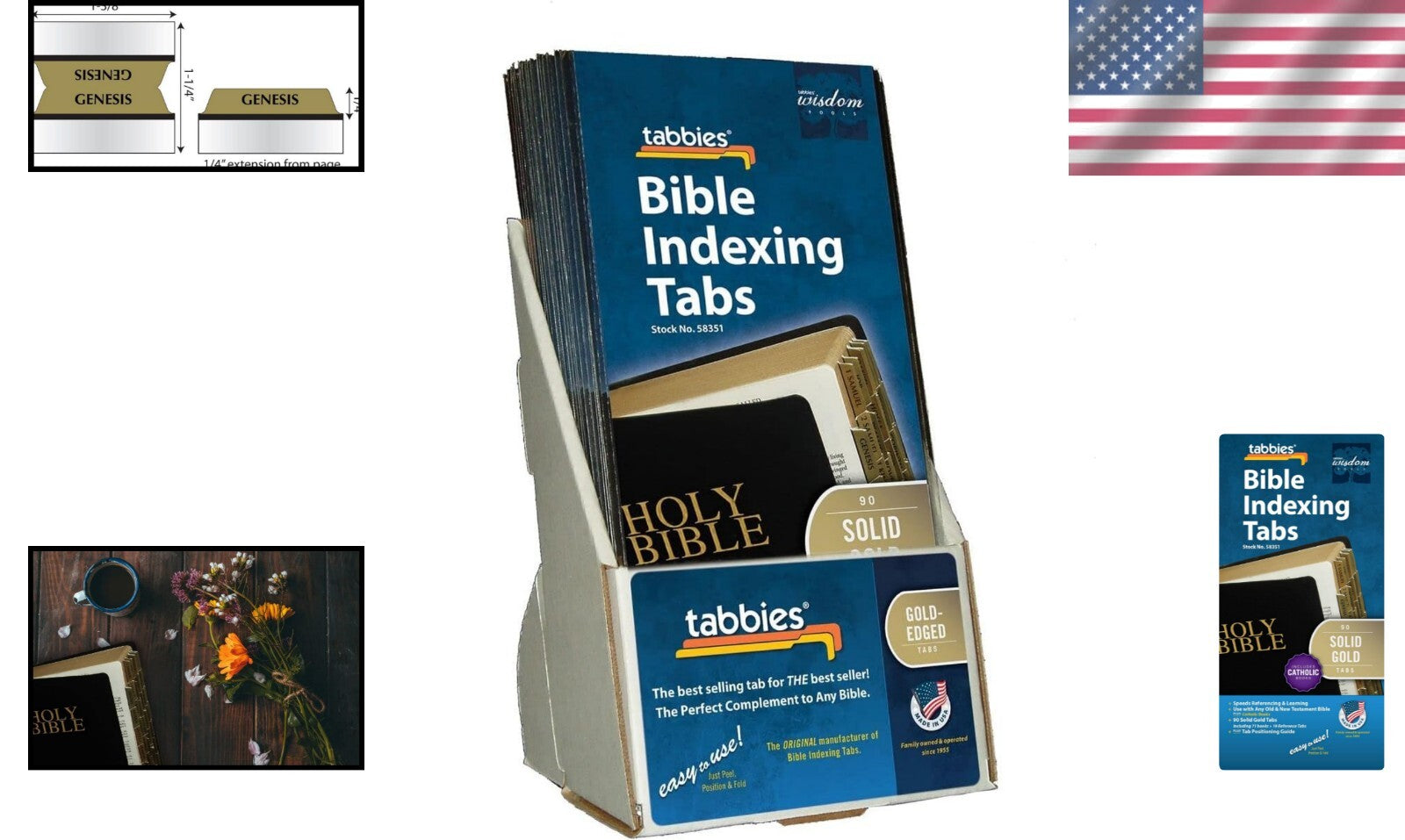 90 Durable Gold Plastic Tabs for Old & New Testament - Beautiful Bible Organizer