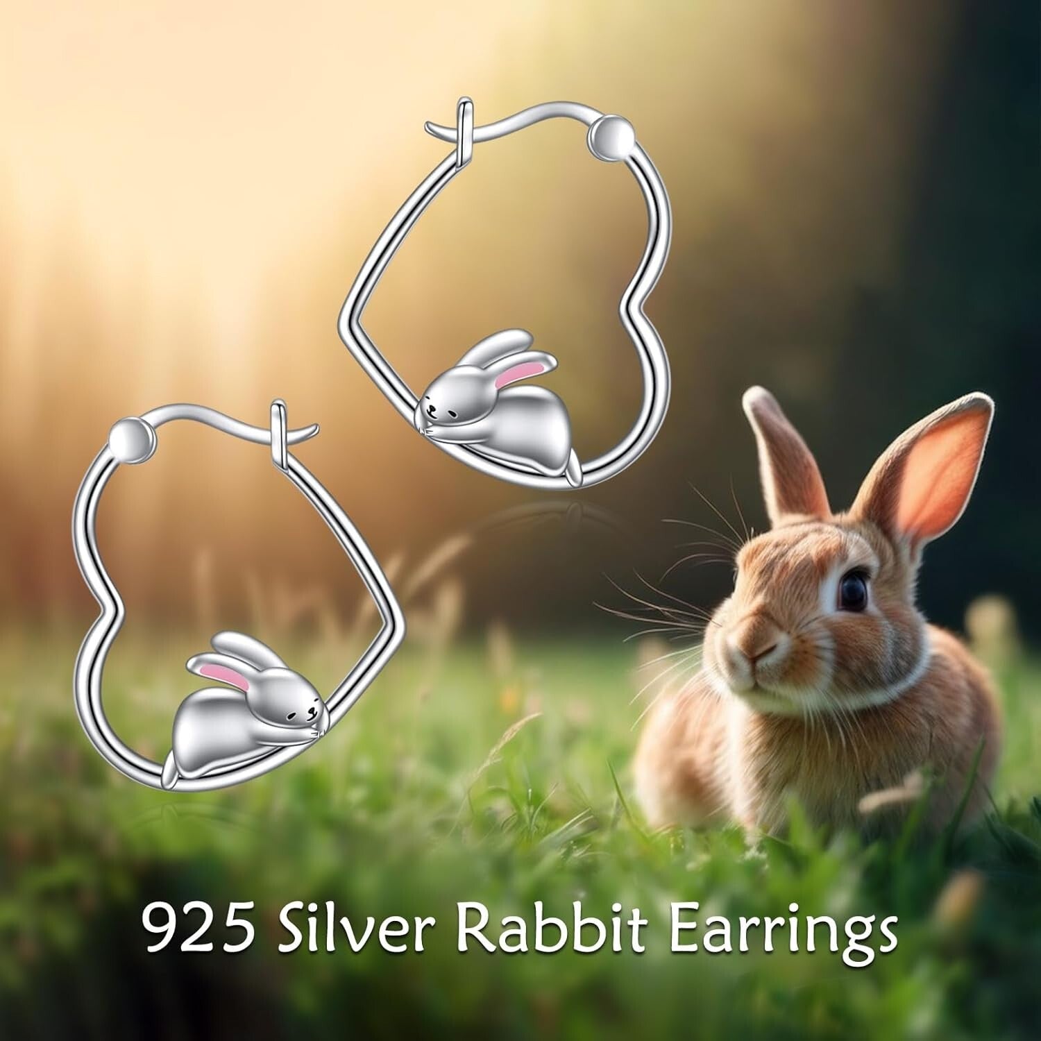Whimsical Sterling Silver Rabbit Hoops - Hypoallergenic Cute Jewelry for Her