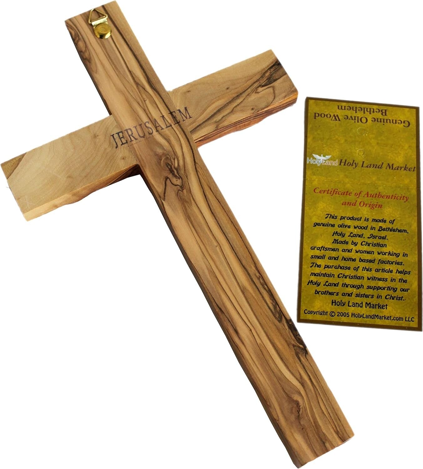 Hand-Carved Olive Wood Cross from Bethlehem - Unique Spiritual Wall Decor