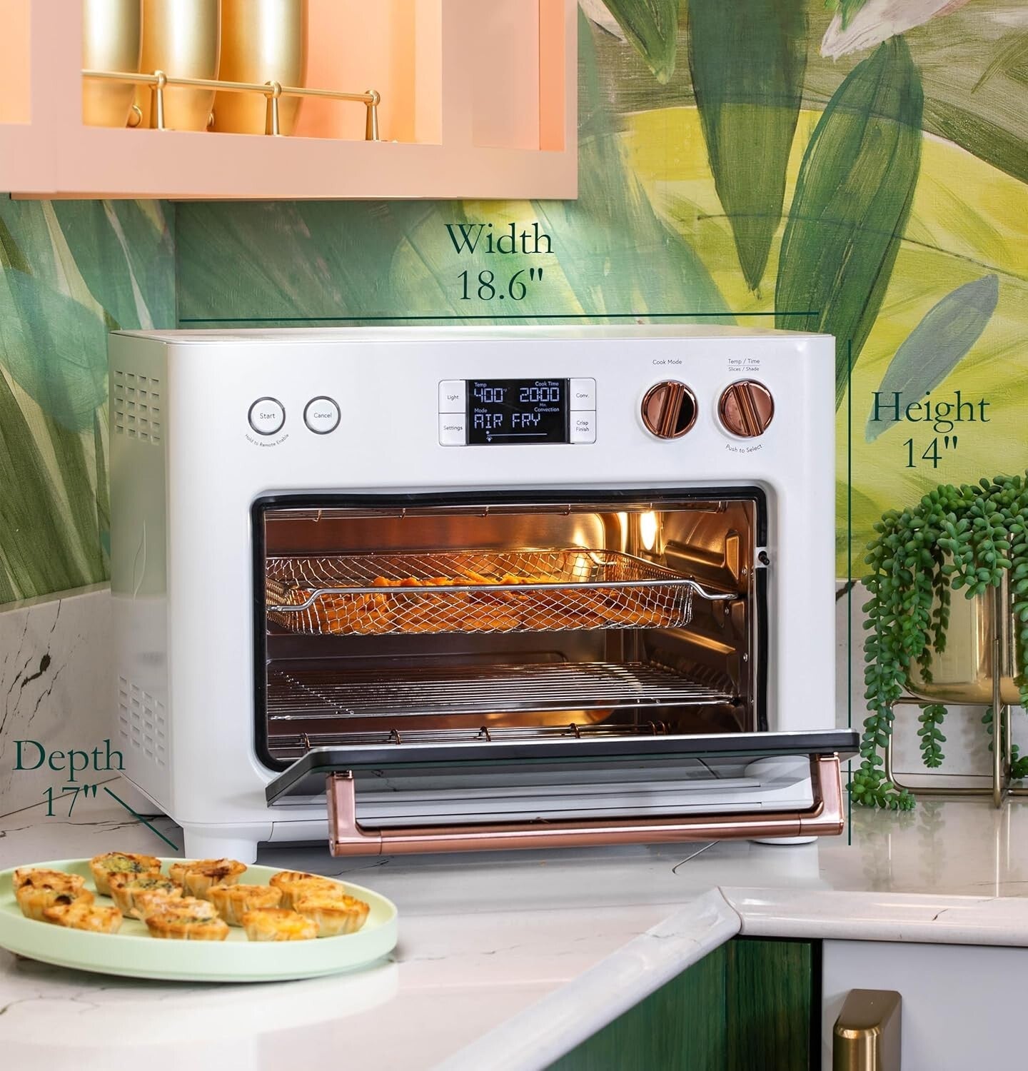 Couture Air Fry Oven - Versatile Matte White Kitchen Appliances with LCD Display