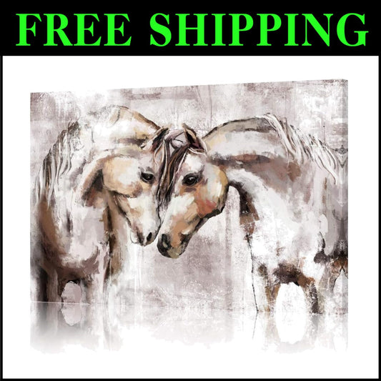 Exquisite Western Horse Artwork - 24x16 Canvas Print for Living Room Elegance