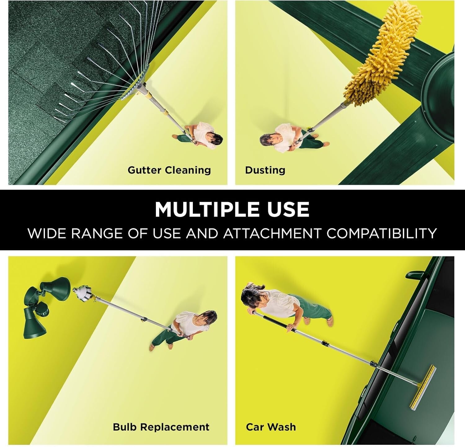 DOCA 6-24 Ft High Reach Pole - Telescoping Tool for Safe Cleaning & Maintenance