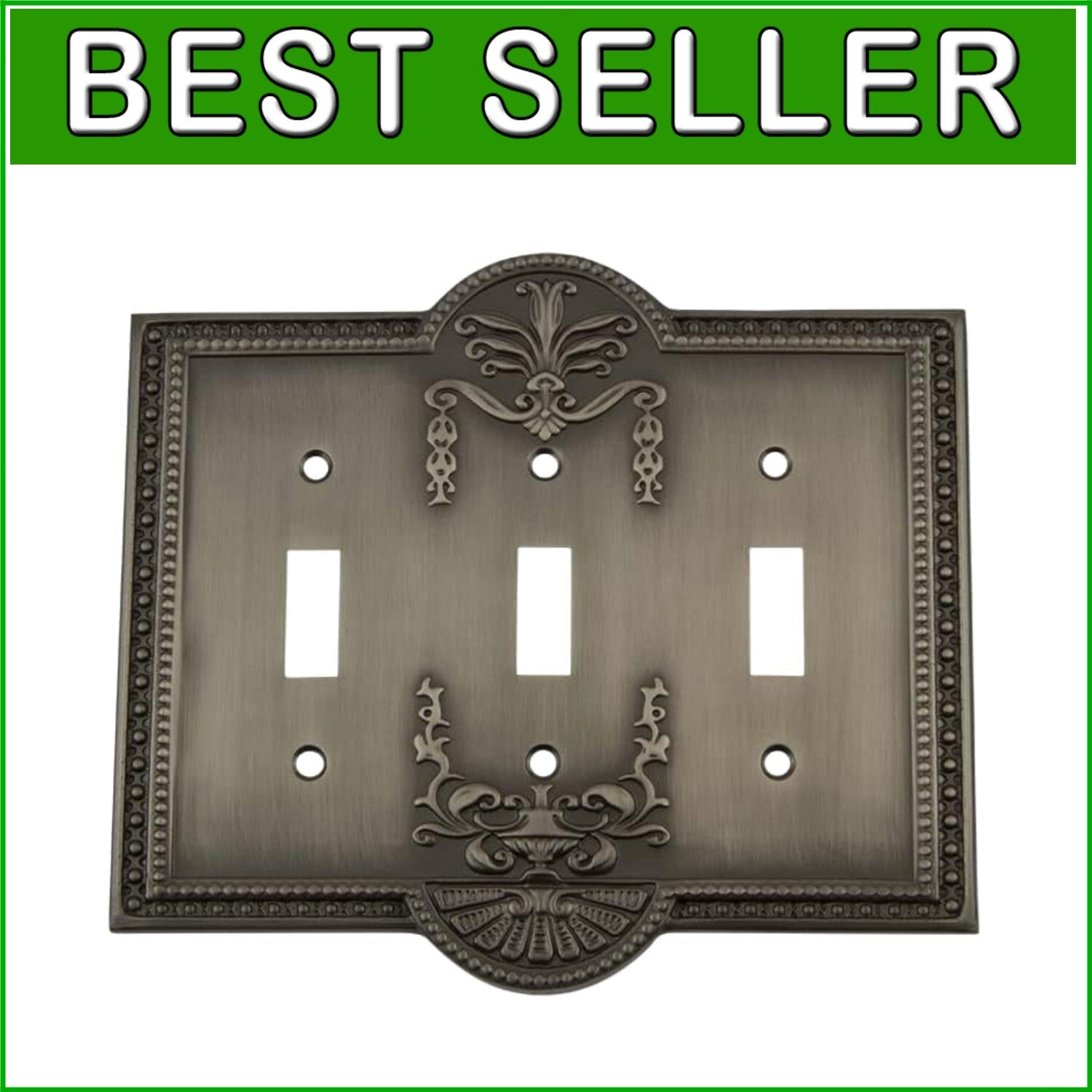 Curved Edge Antique Pewter Switch Cover - Durable Brass Craftsmanship