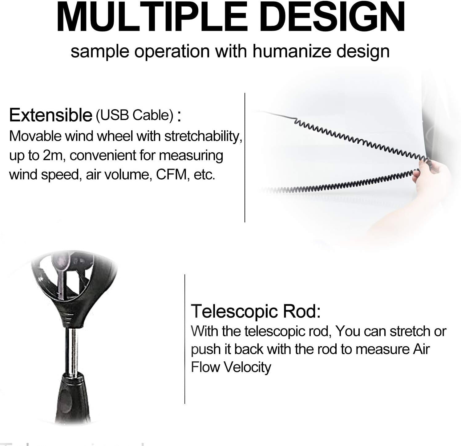 Compact Wind Speed Meter with Backlight - Multi-Function for HVAC Professionals