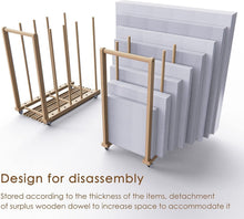Load image into Gallery viewer, Versatile Portable Canvas Storage Rack - Beech Wood Organizer with Wheels