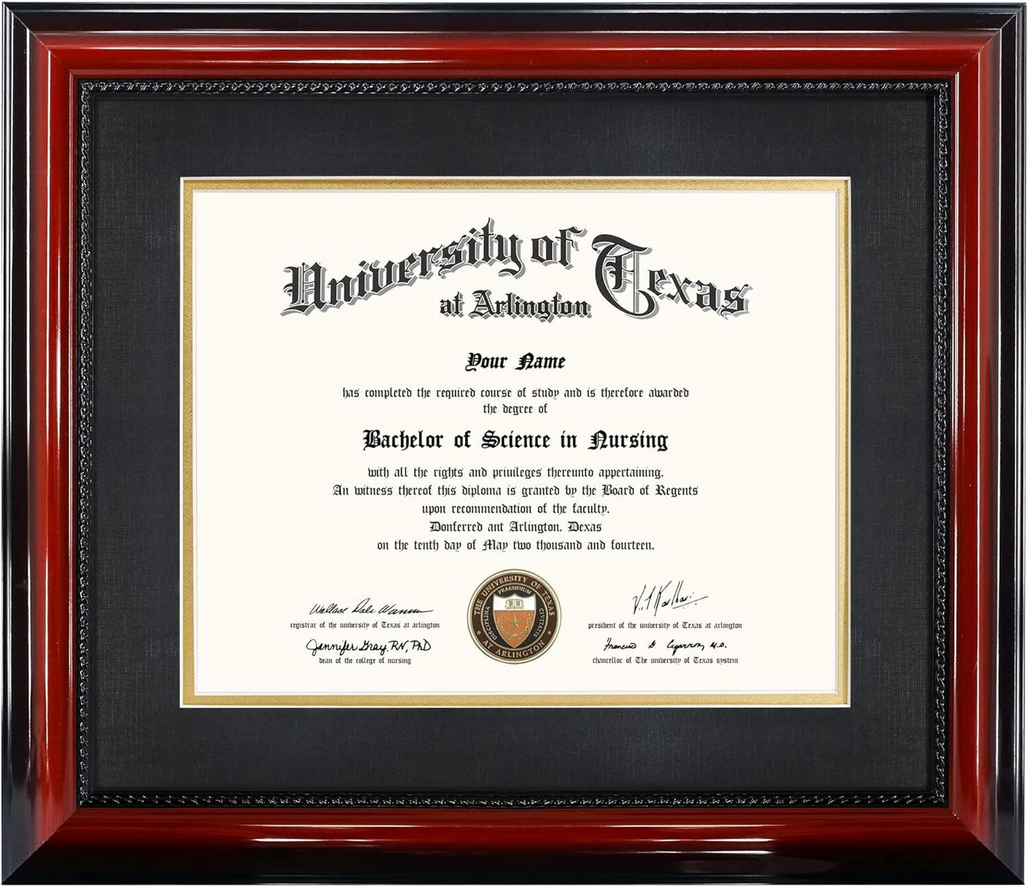 Versatile 15x18 Certificate Frame with Solid Wood Cherry Finish & UV Protection