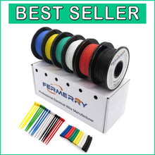 Load image into Gallery viewer, Reliable 20 AWG Stranded Wire - 50ft Spools of Flexible Tinned Copper, 6 Colors