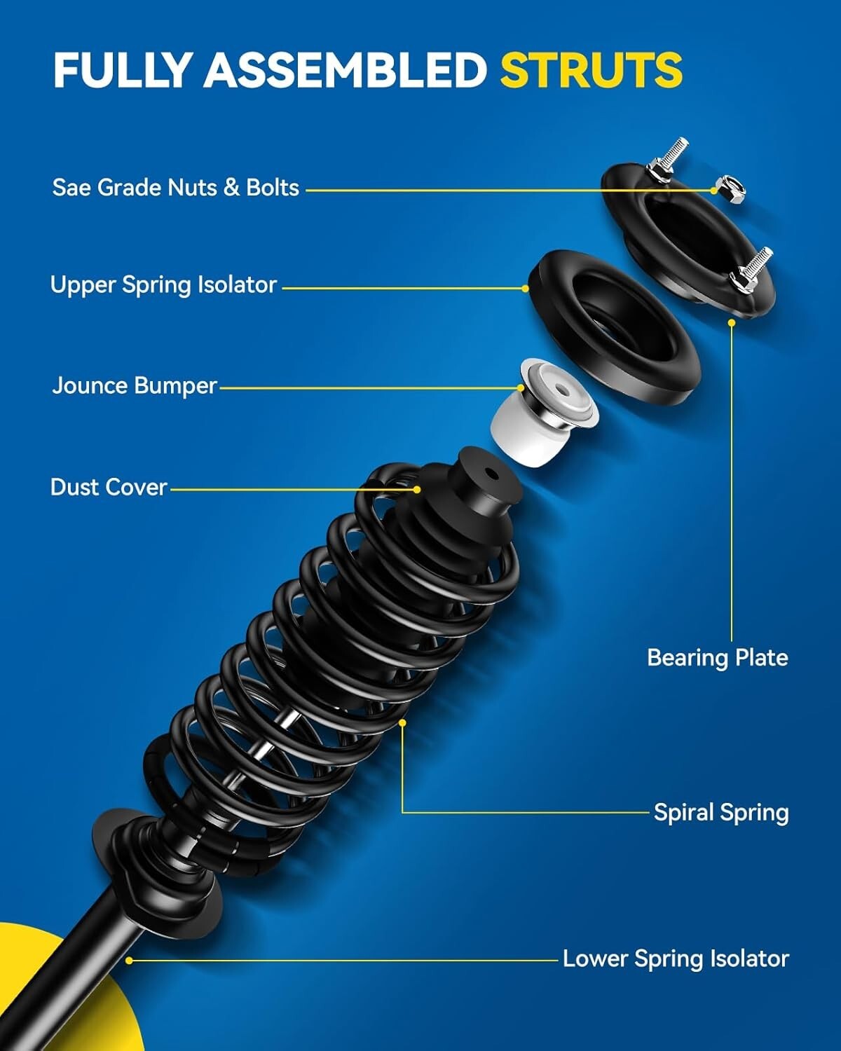 2-Piece Front Struts with Coil Spring for Rogue 2008-2012 - Metal Quality Design