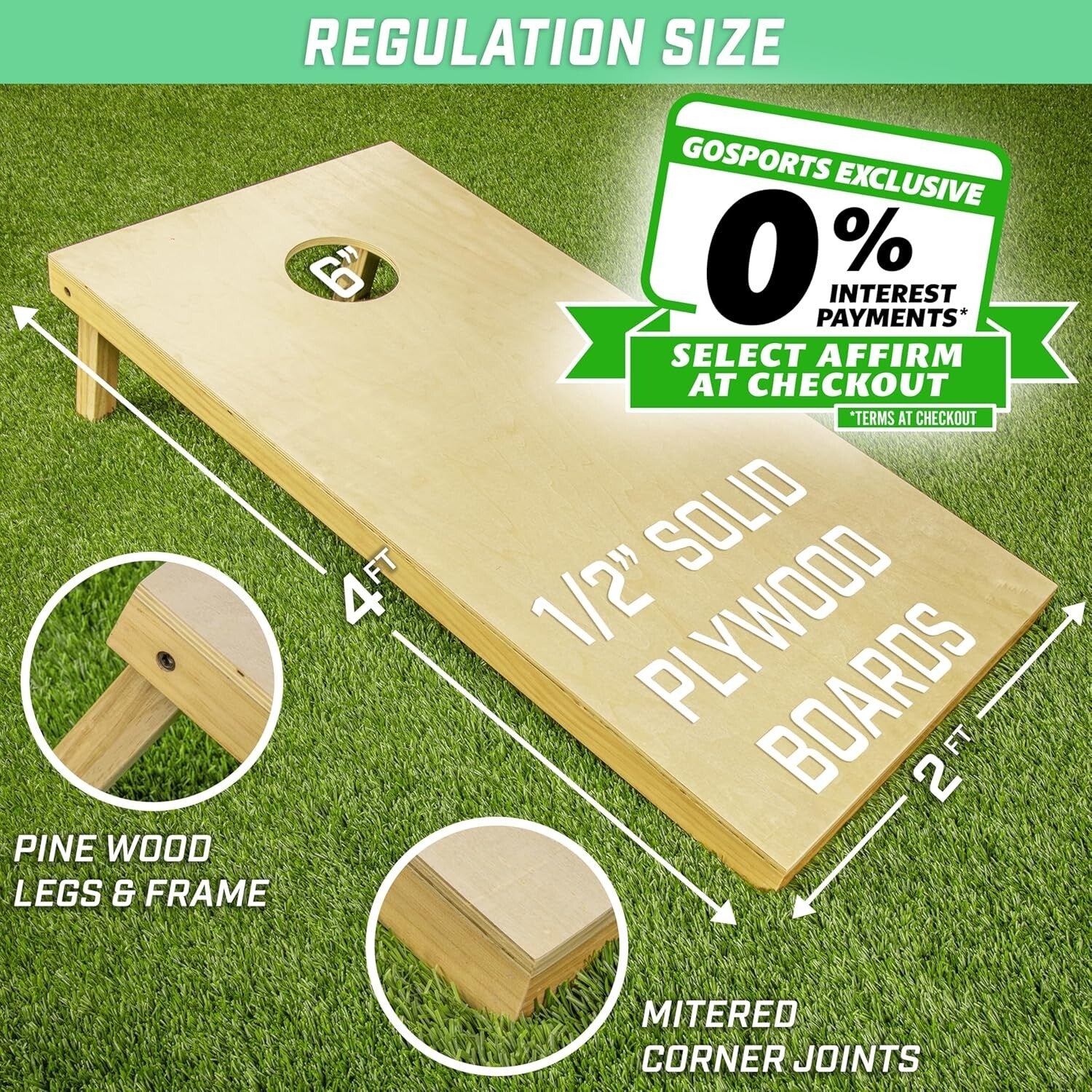 Authentic Regulation Cornhole Game Boards - Solid Wood with All-Weather Bags