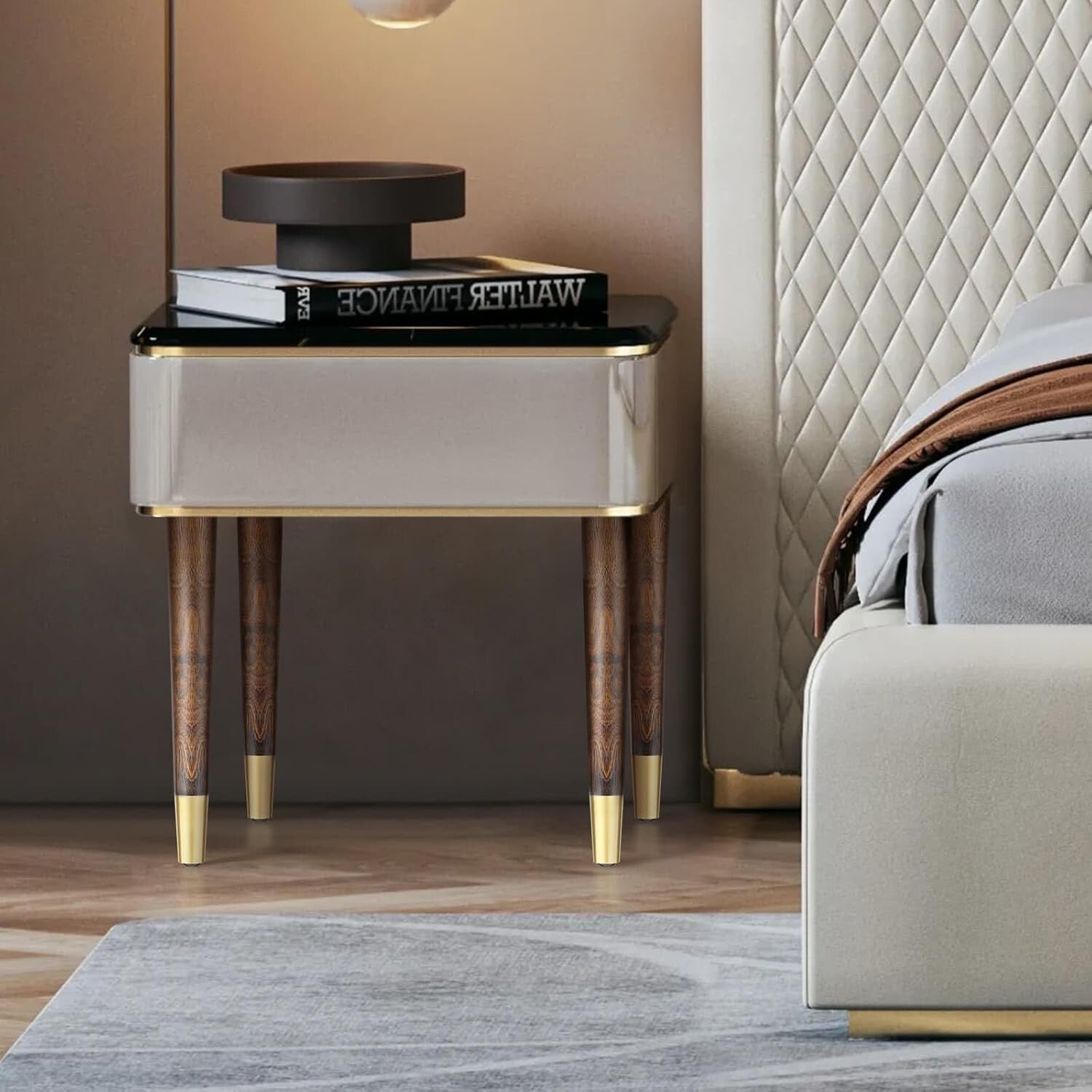 Elegant Walnut Coffee Table Legs - Mid-Century Modern Furniture Feet 16"