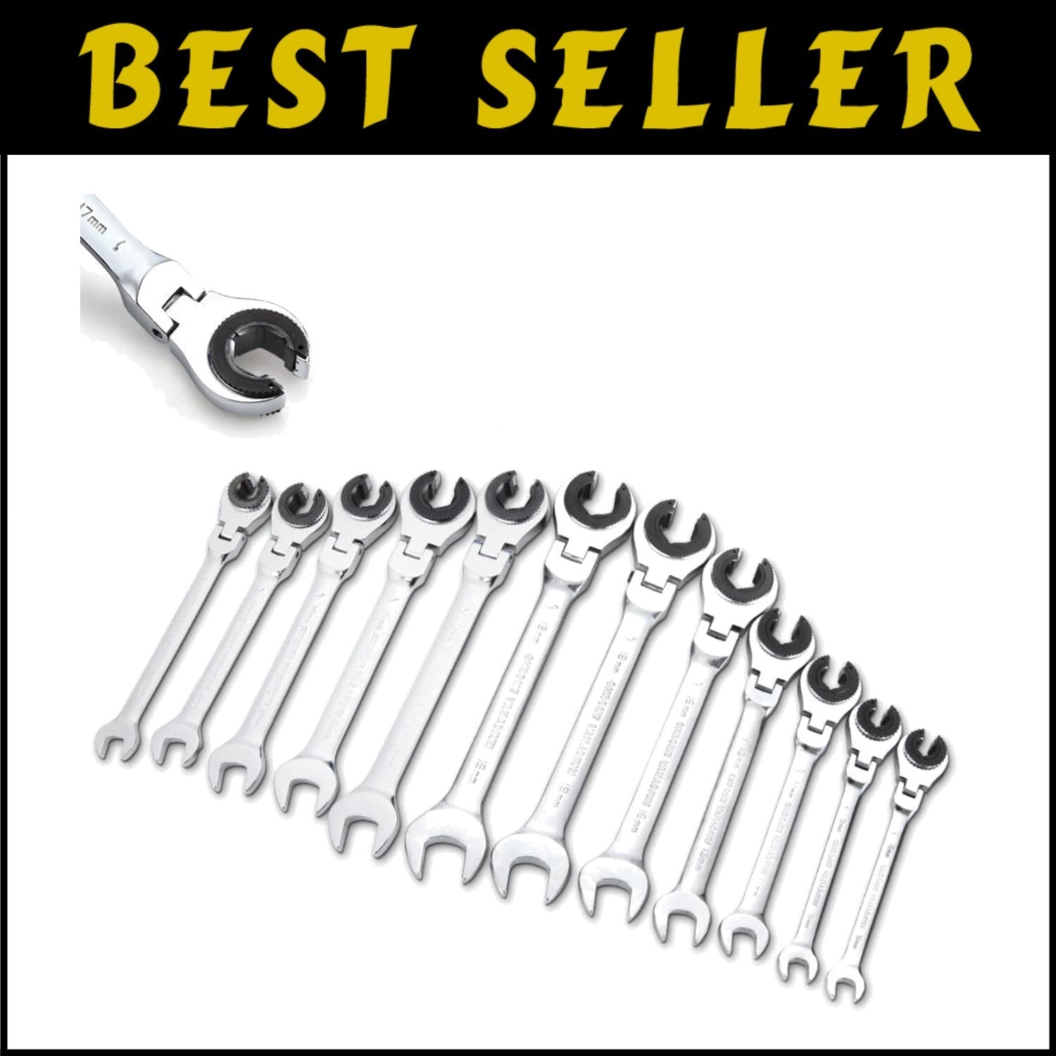 Professional 12PCS Flex-head Ratchet Wrench Set - Effortless Access & Torque