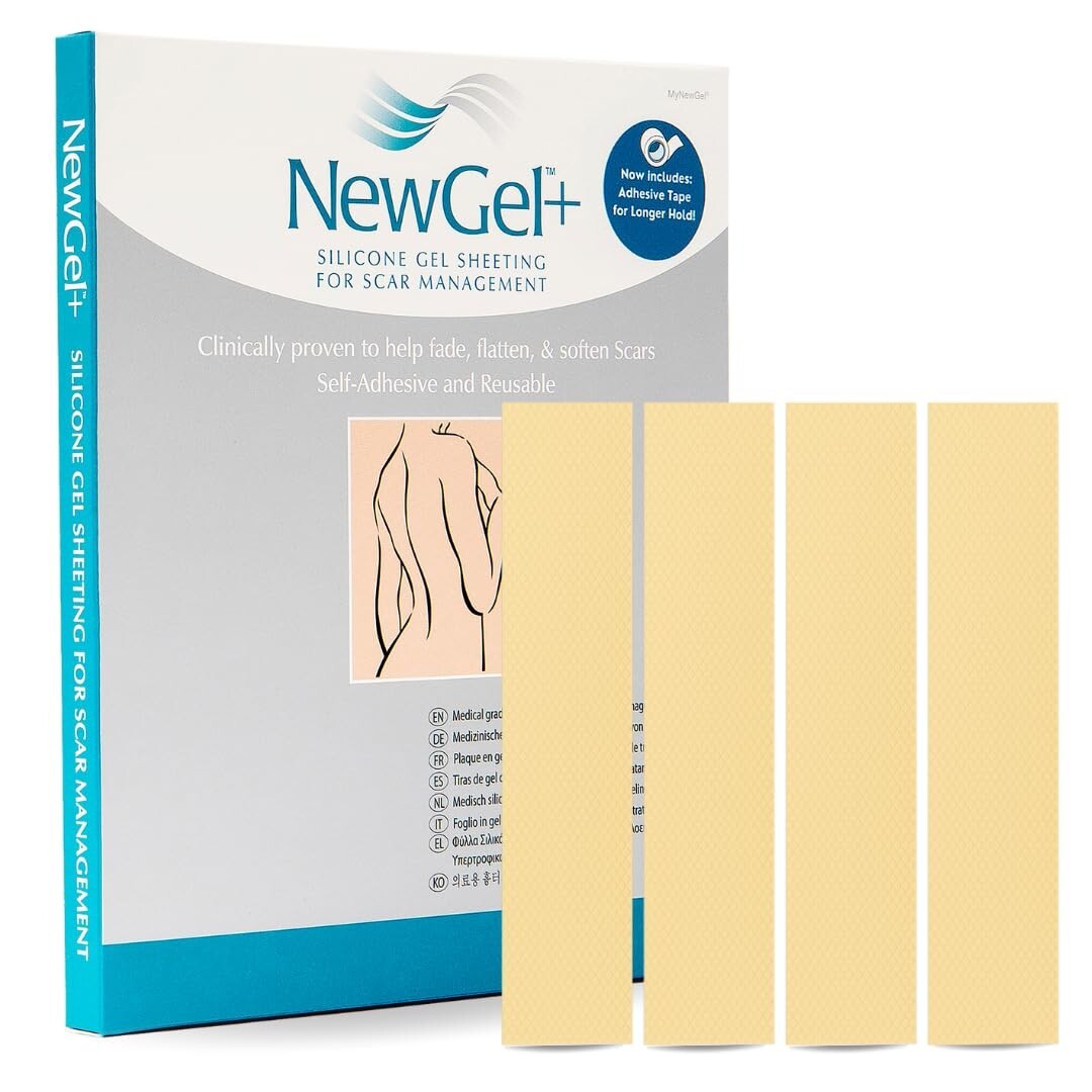 NewGel Plus 1" x 6" Silicone Scar Sheets - Effective for Old and New Scars
