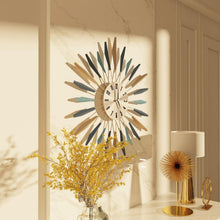Load image into Gallery viewer, Oversized 27.6-Inch Sunburst Metal Wall Clock - Elegant Living Room Accent