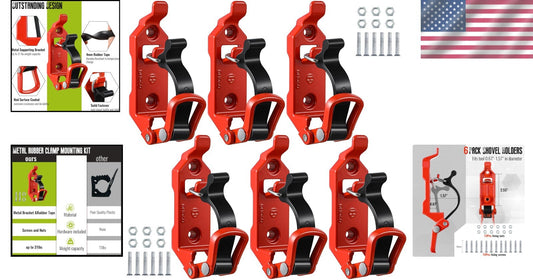 Durable Metal Rubber 6 Pcs Shovel Holder Kit for Trucks & Off-Road Vehicles