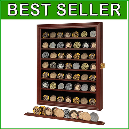 Large Mahogany Collectible Display Shadow Box - Lockable with Removable Shelves