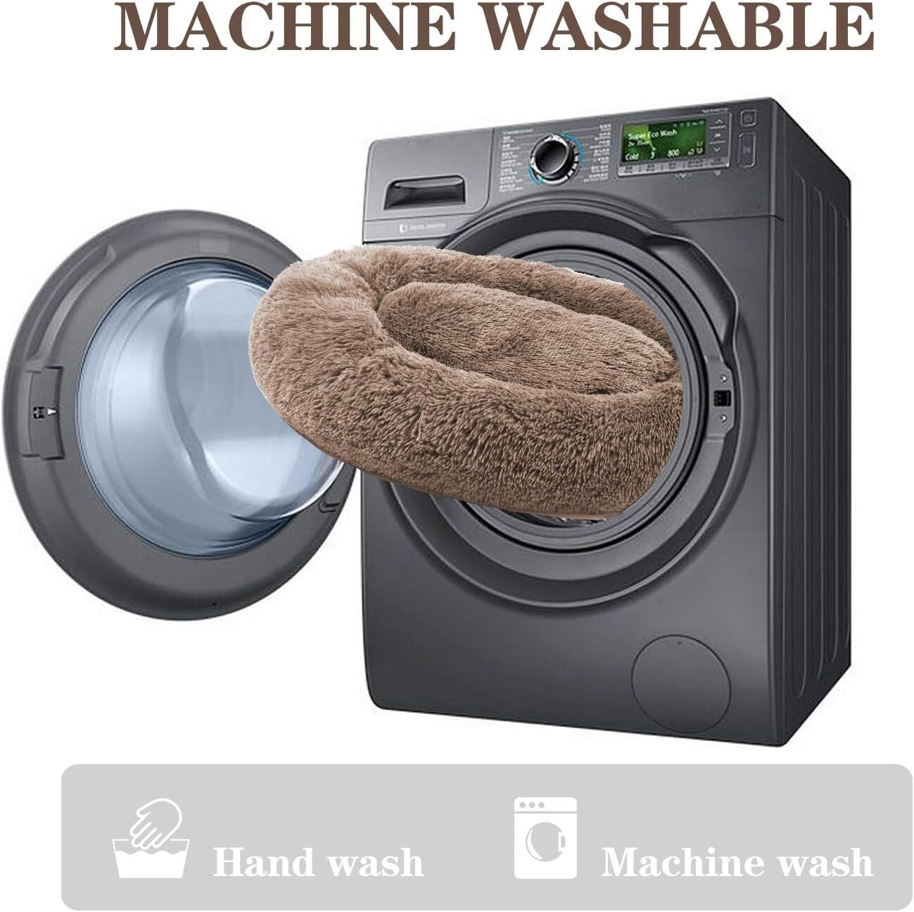 Plush Dog Bed for Medium to Large Dogs, Available in 4 Sizes - Machine Washable