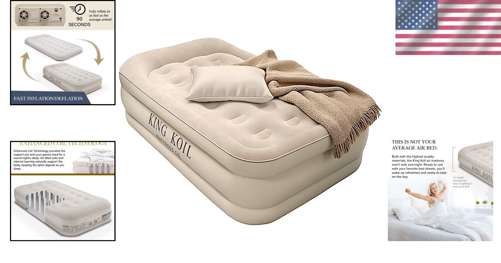 Adjustable Firm Twin Air Mattress with Built-in Pump - 13-Inch Thick Comfort