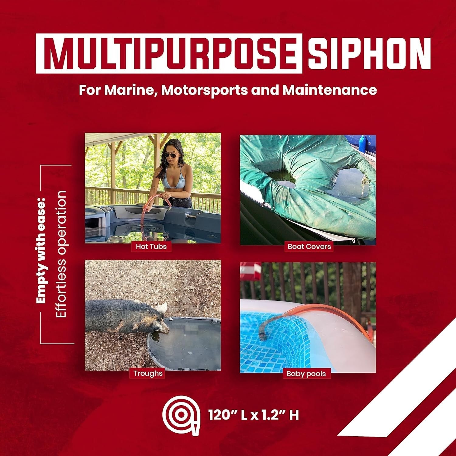 Versatile Self-Priming Siphon 1” x 10' - Ideal for Fuel, Water, and Oil Transfer