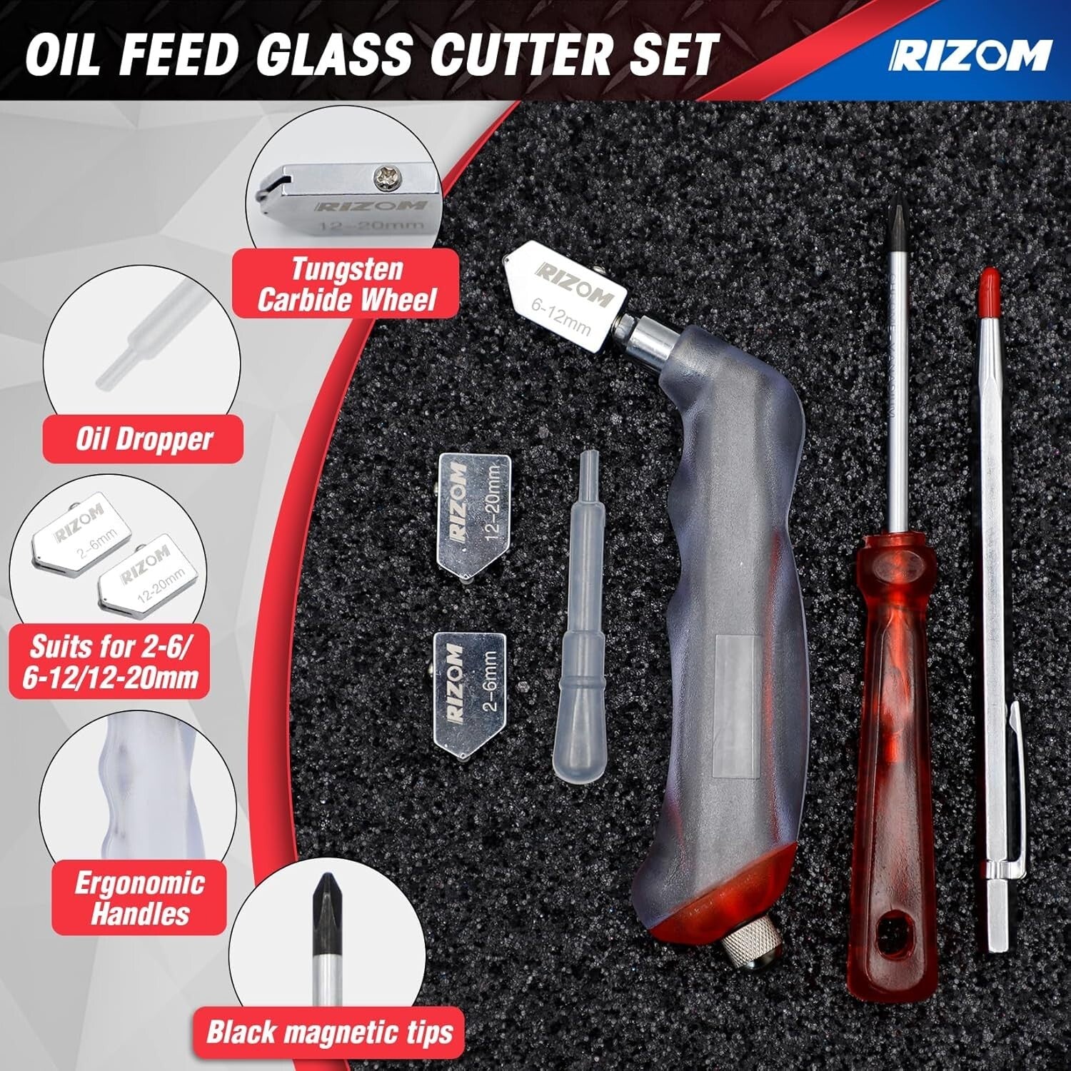 Premium Glass Cutting Tools - 13PCS Set with Durable Carbon Steel Construction