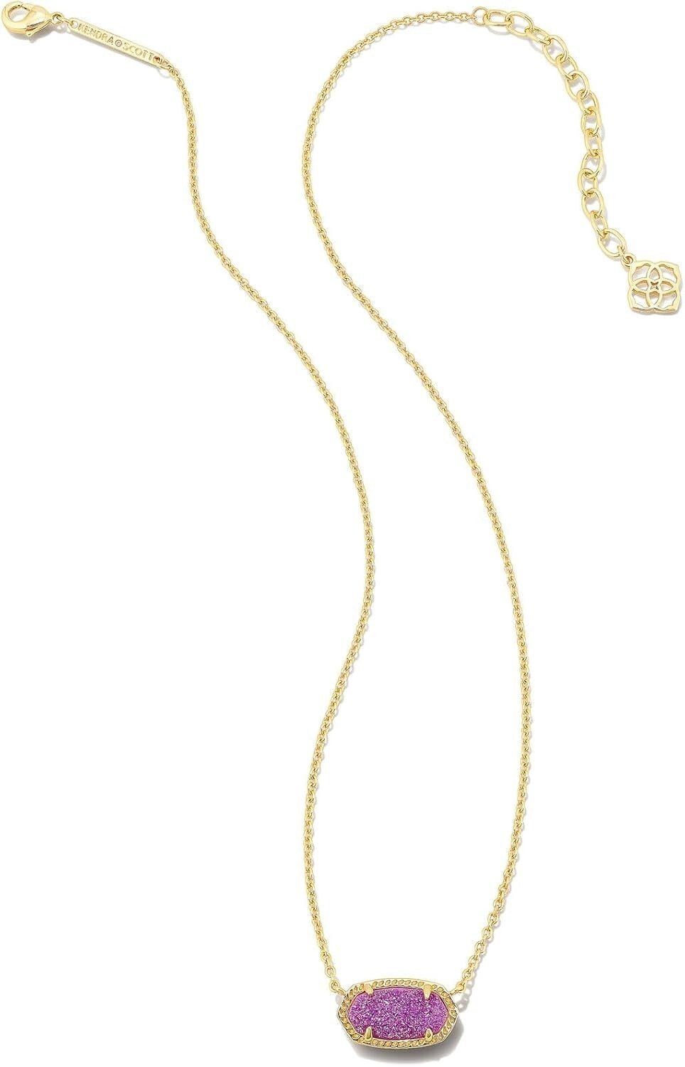 Elisa 14k Gold-Plated Pendant Necklace for Women - Dainty Mulberry Drusy Charm