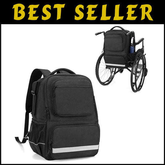 Functional Wheelchair Backpack w/ Insulated Pocket & Adjustable Stability Straps