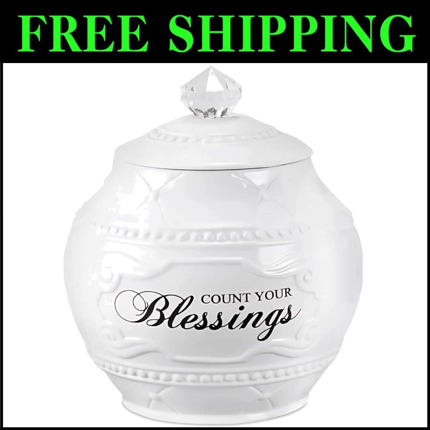 Ceramic Blessing Jar with 36 Cards - Inspirational Home Decor for Gratitude