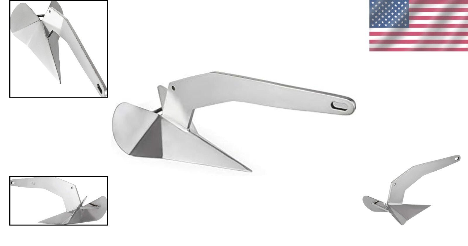 Durable 316 Stainless Steel Boat Anchor - Heavy-Duty Triangular Design, 11-35lb